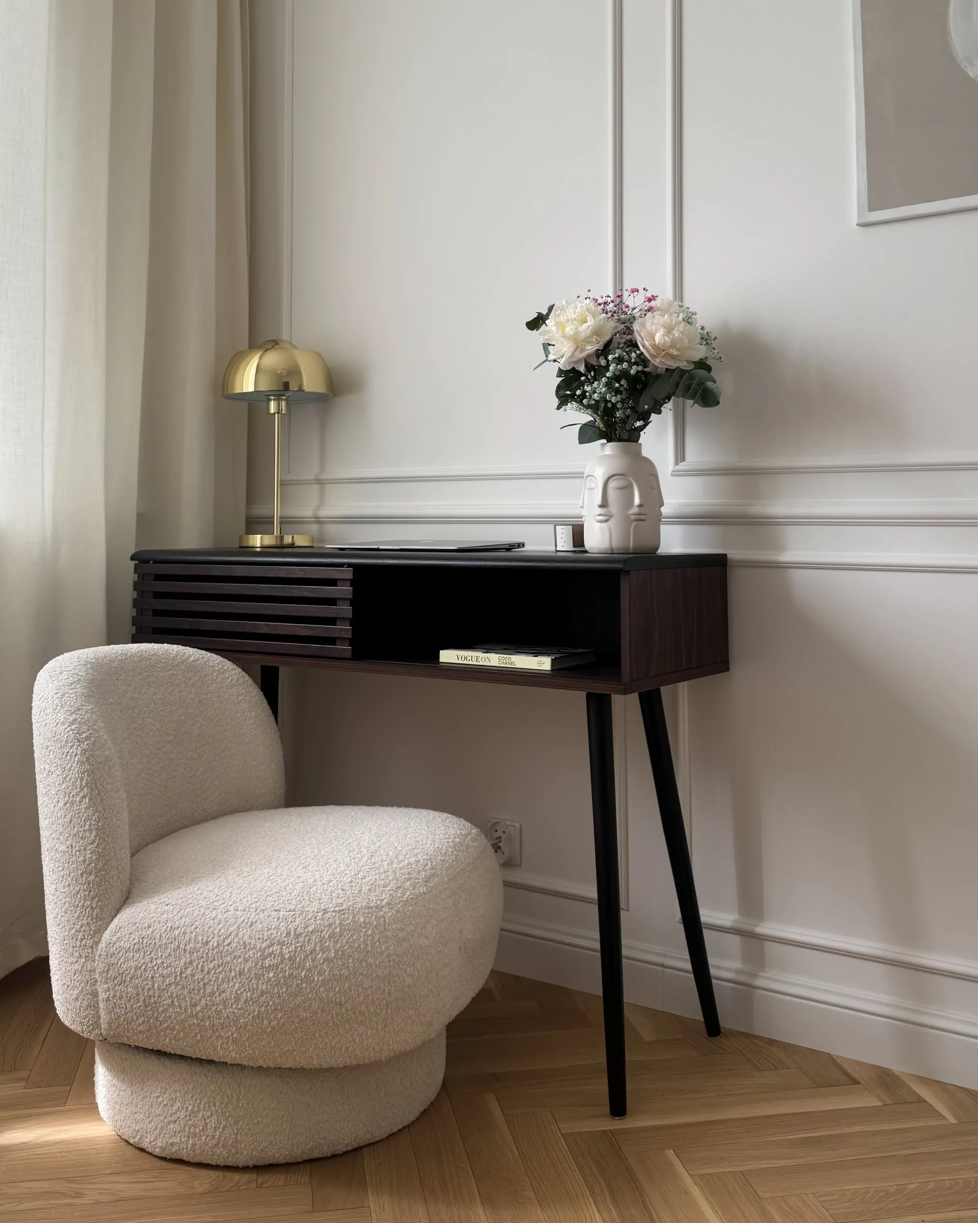 Draaifauteuil AYLO Bouclé Gebroken wit