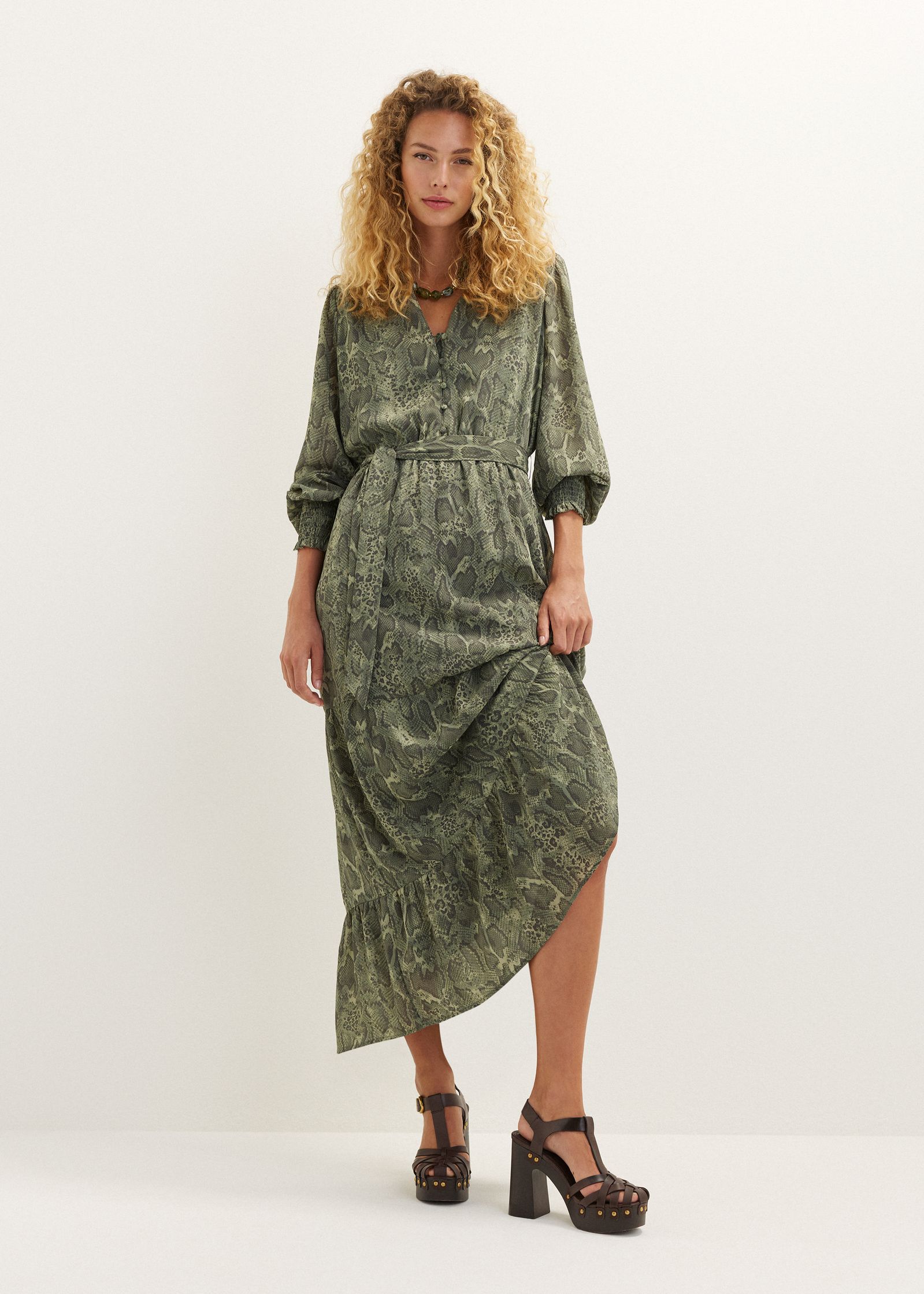 Maxi jurk met slangenprint