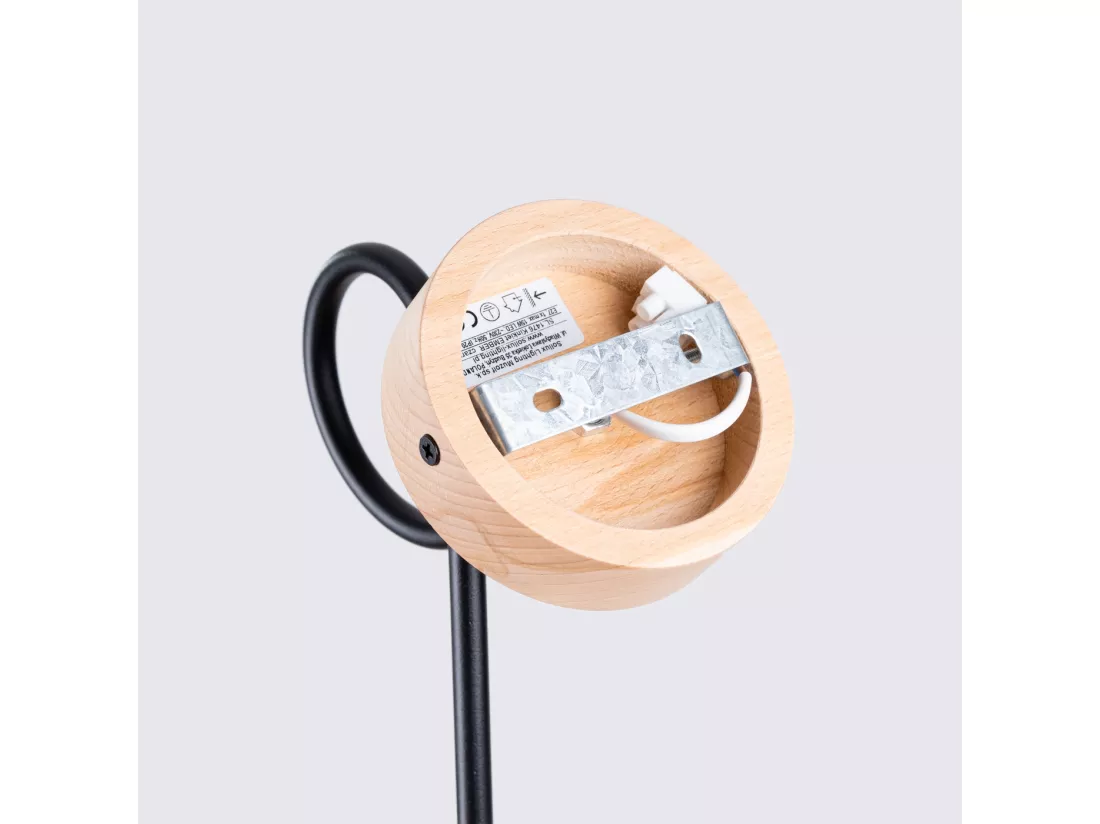 Applique Ember minimaliste en acier/bois - 1 sources lumineuses - L.10 x H.24 cm - noir/bois naturel