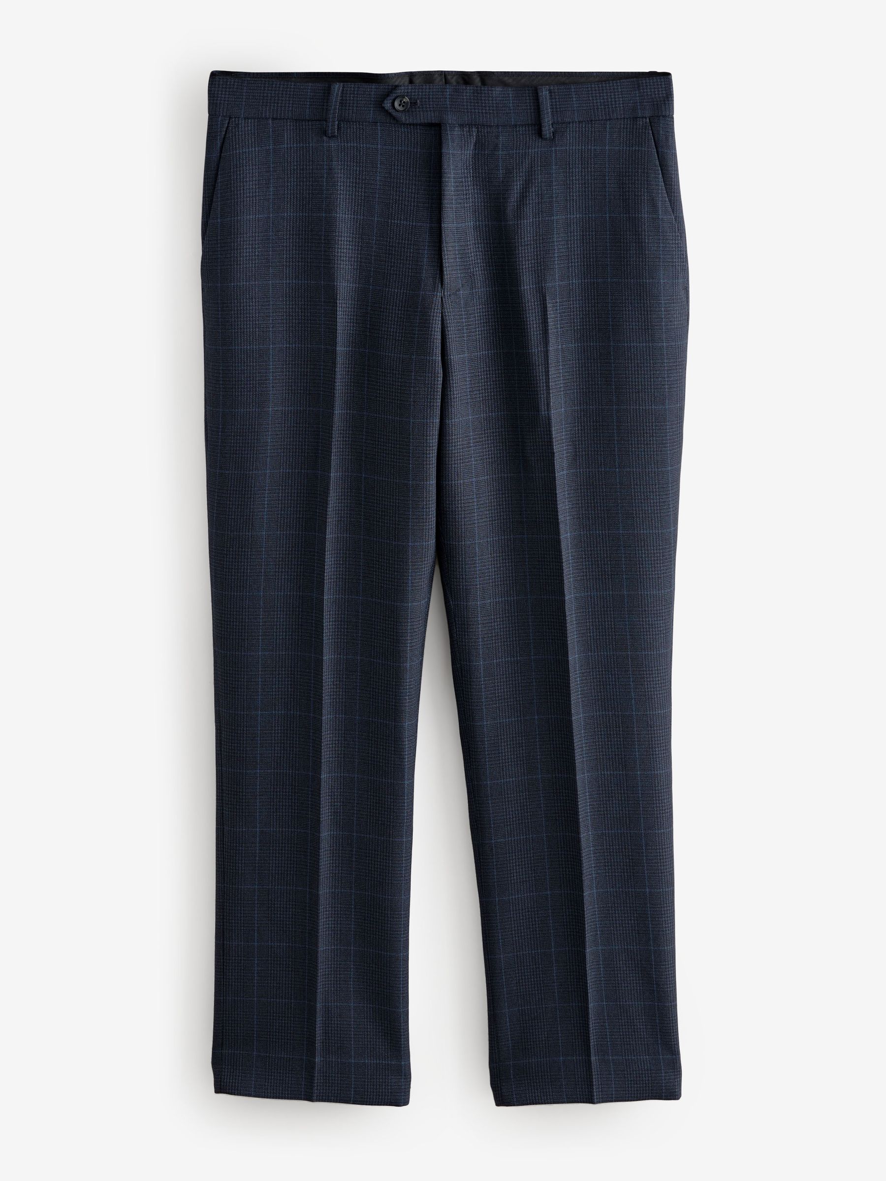 Donkerblauw - Regular Fit Prince of Wales Check Suit Trousers