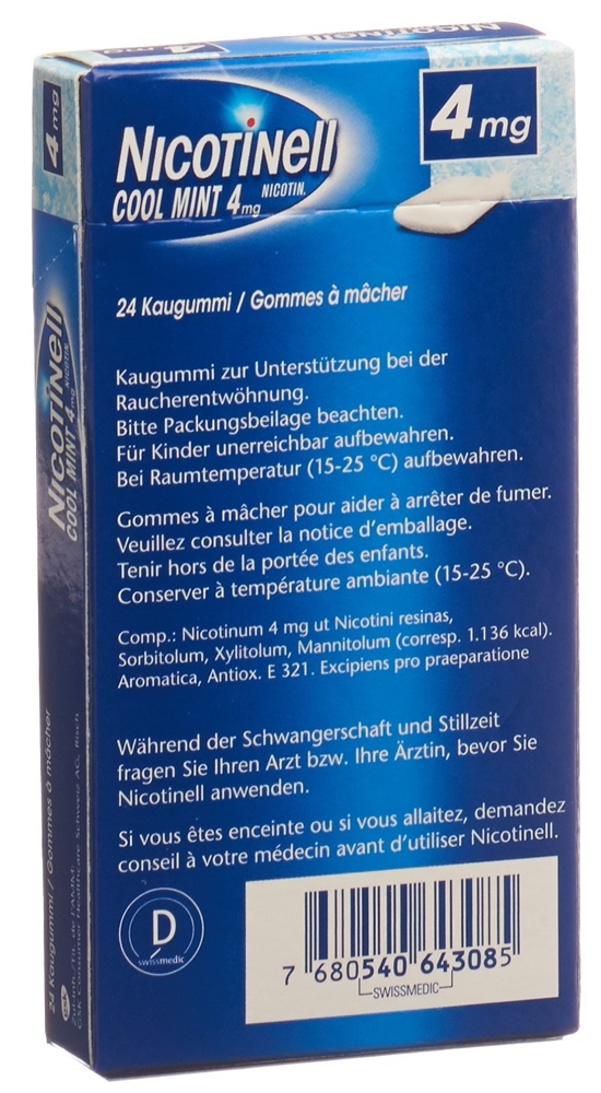 NICOTINELL Gum Kaupast 4 mg cool mint Blist 24 Stk