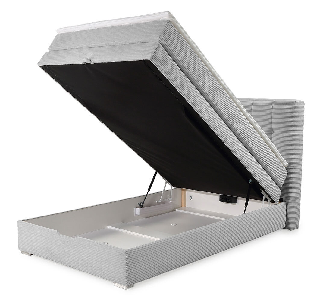 CASAVANTIBoxspringbett AMY 140 x 200 cm Cord hellgrau