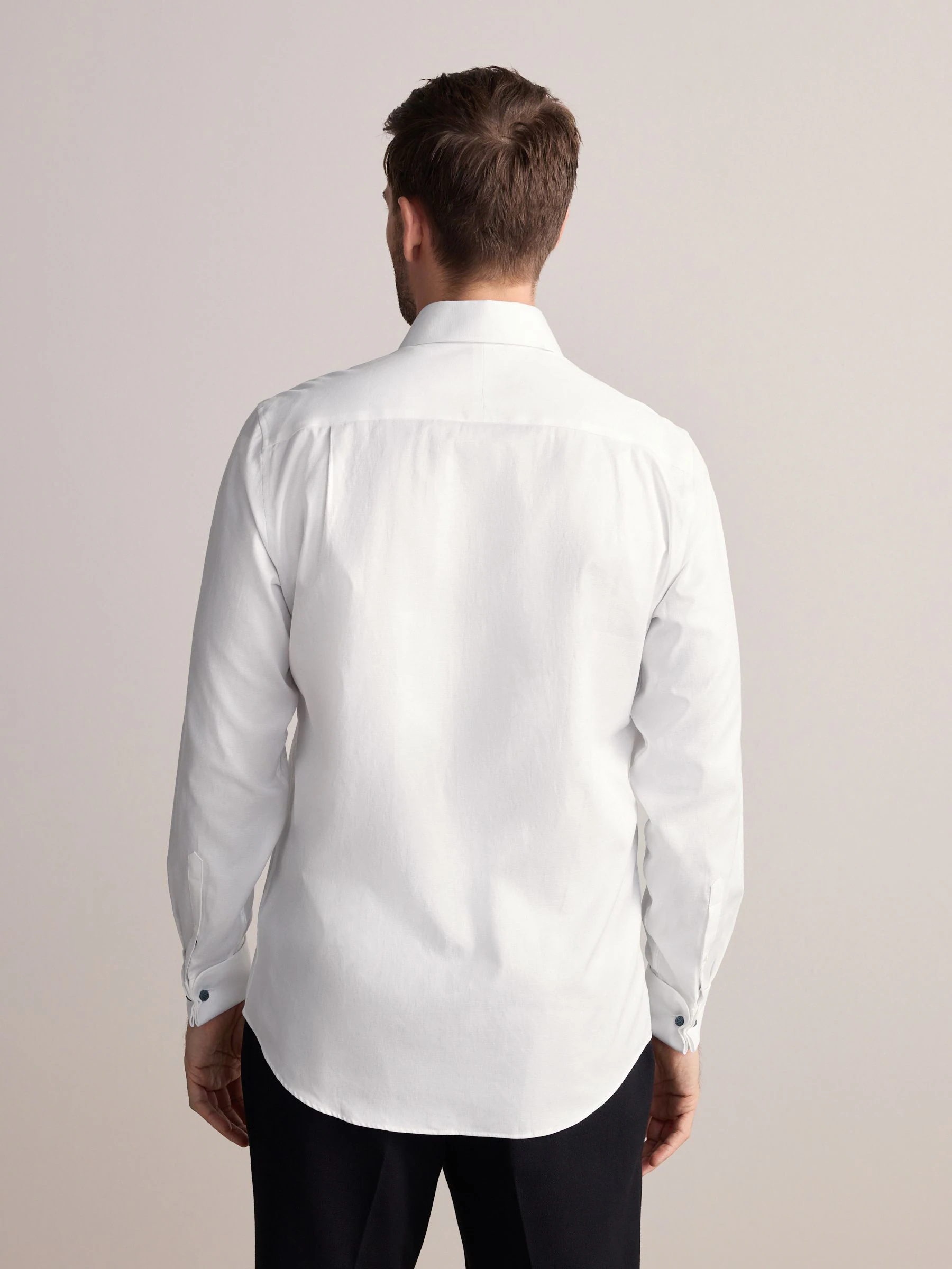 Wit - Normale Pasvorm - Signature premium 100% katoenen overhemd met textuur