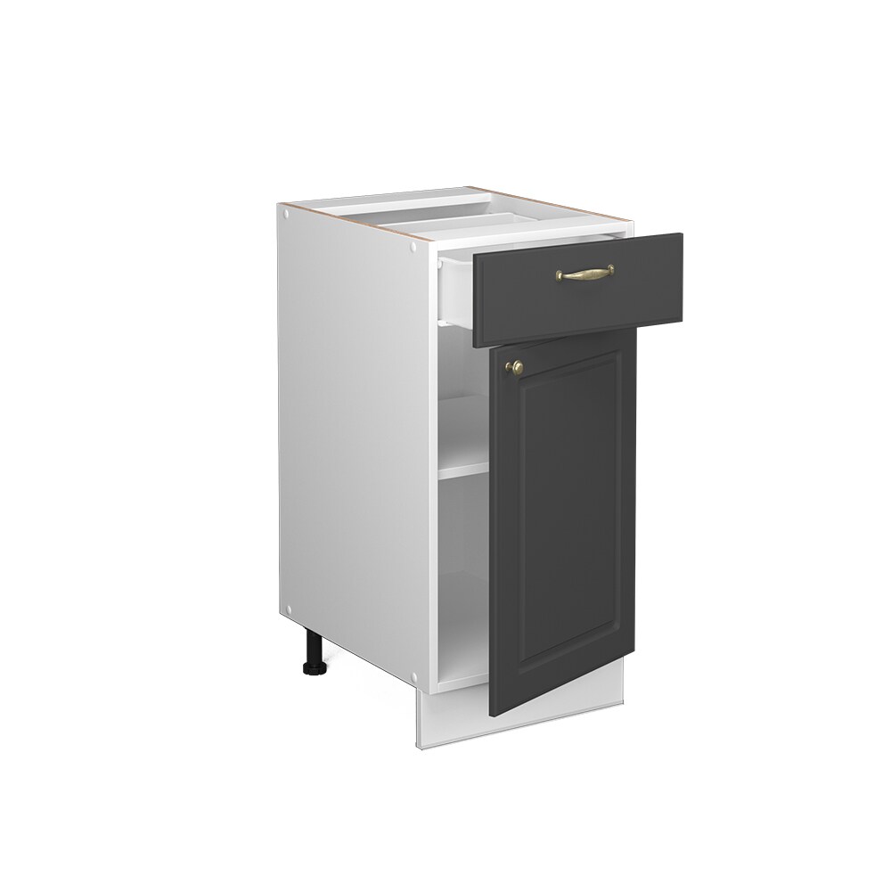 Vicco Schubunterschrank Küchenschrank Küchenmöbel Fame-Line Weiß Anthrazit-Gold Landhaus 40 cm Küche Einbauküche Drehtür Schublade Einlegeboden Blende Küchenzeile