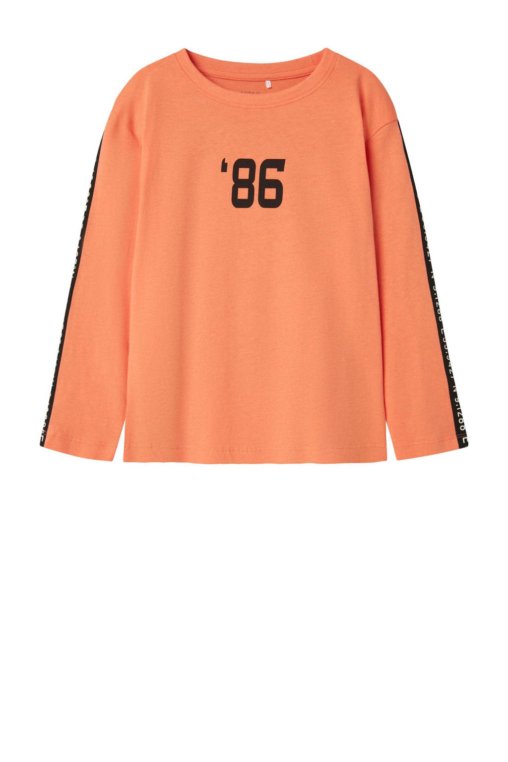 NAME IT longsleeve NKMNONO met backprint koraaloranje/zwart