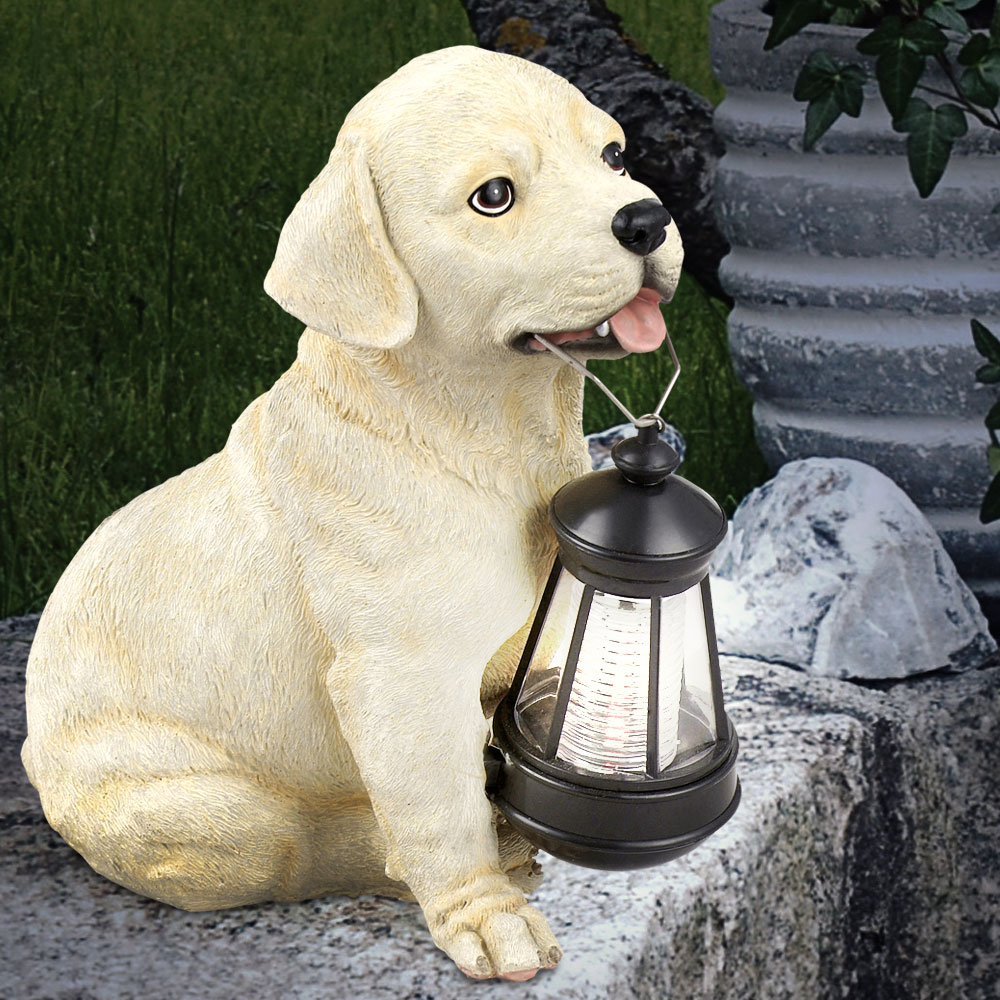 LED Solarleuchte, Hund Labrador mit Laterne, H 24 cm