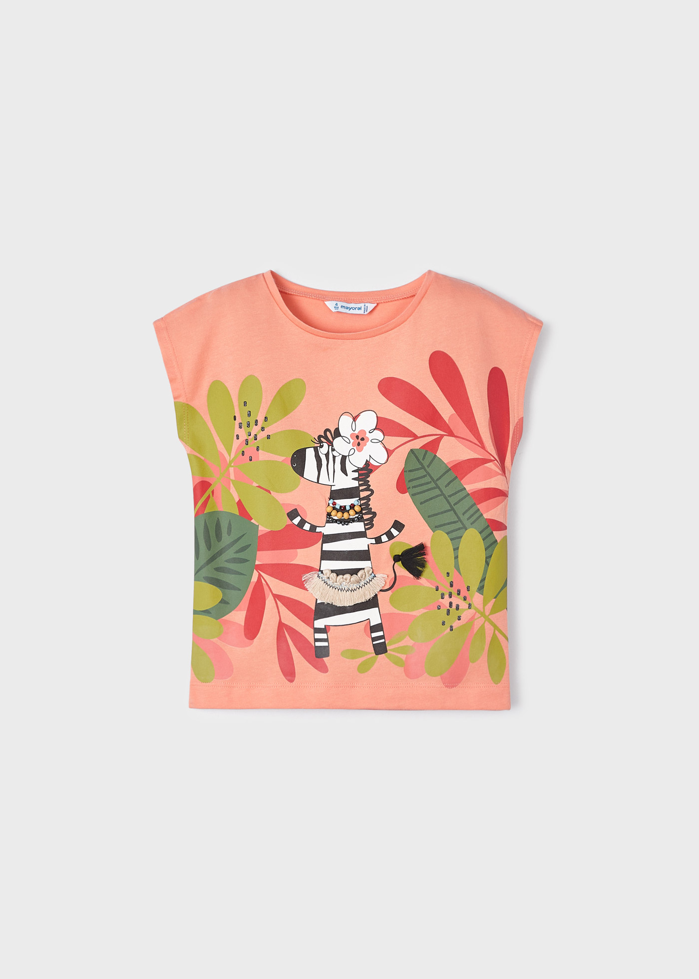 Camiseta de algodão de manga curta com estampa para meninas