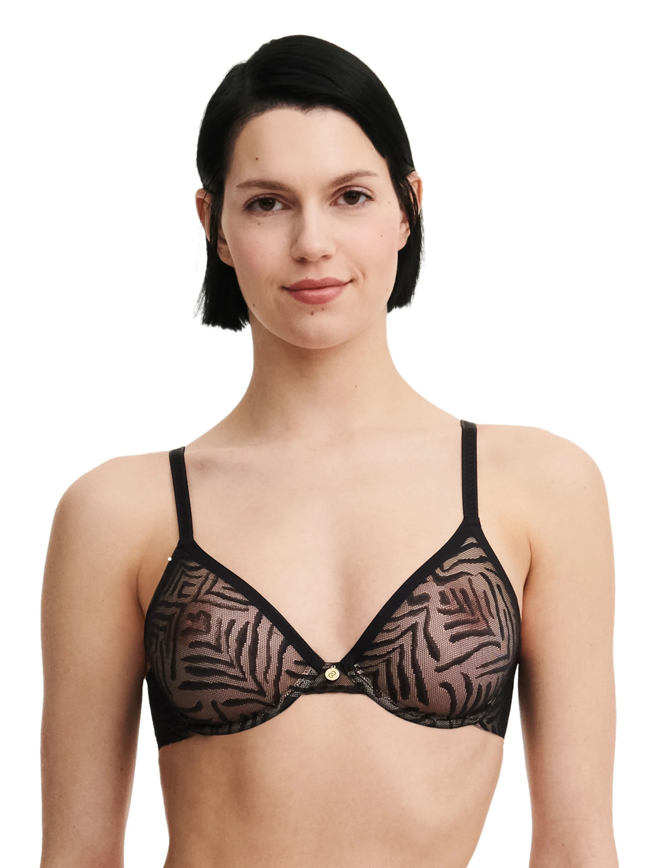 GRAPHIC ALLURE - Soutien-gorge moulé emboîtant en dentelle | Noir