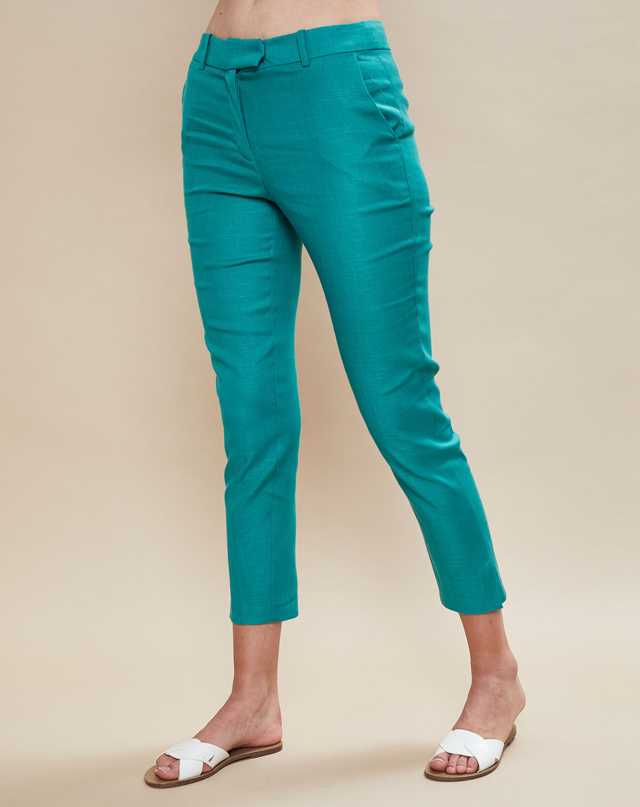 Devernois Pantalon en Lin mélangé Pelton vert eucalyptus