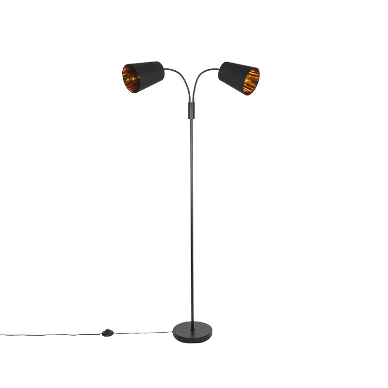 Moderne vloerlamp zwart 2-lichts - Carmen