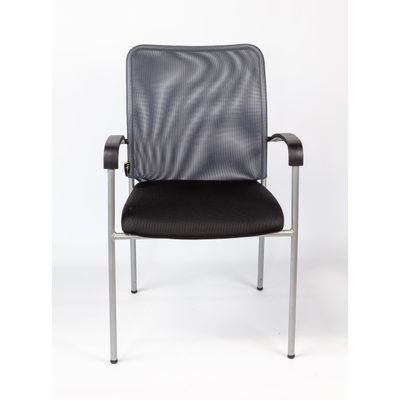 Chaise JULIA - avec accoudoirs - assise noire et dossier gris