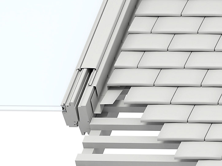 Raccord fenêtre de toit simple sur tuiles plates Velux EDP CK02 gris