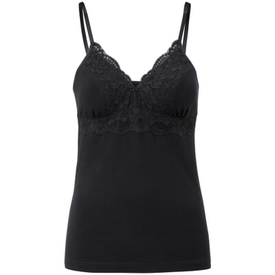 Damen-BH-Hemd mit Spitze, Schwarz