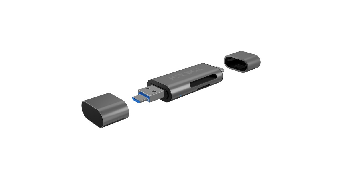 ICY BOXIB-CR200-C Externe cardreader met multi-USB connector kaartlezer  (Antraciet)