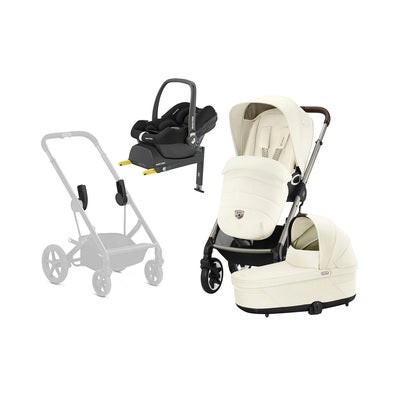Cybex TALOS S Lux Duovogn inkl. Maxi-Cosi CabrioFix & Base, Seashell Beige/Taupe