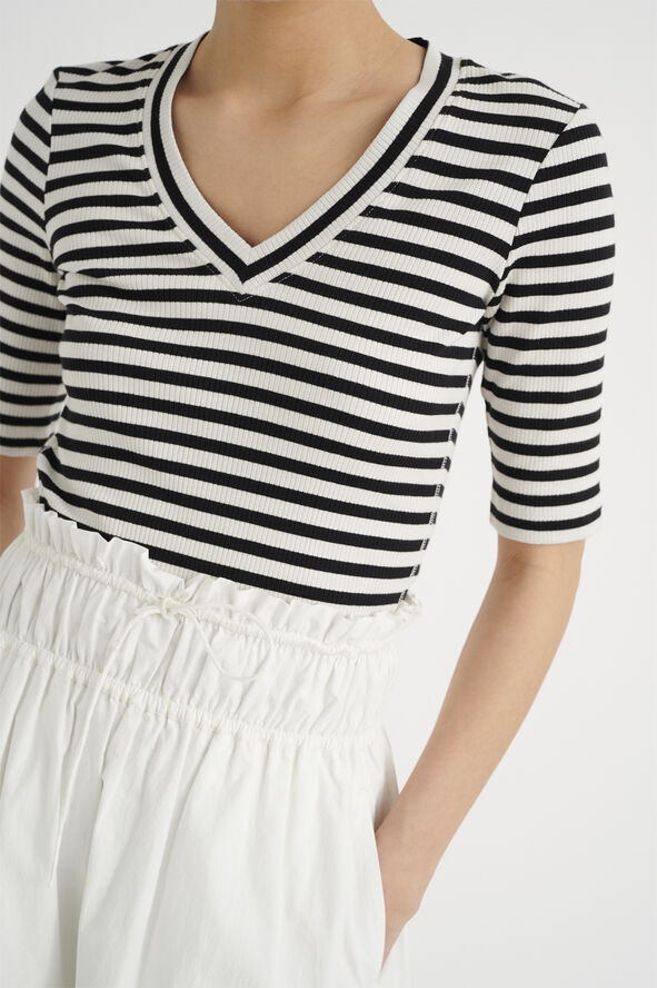 InWear DagnaIW Striped V T-Shirt Black / whisper white