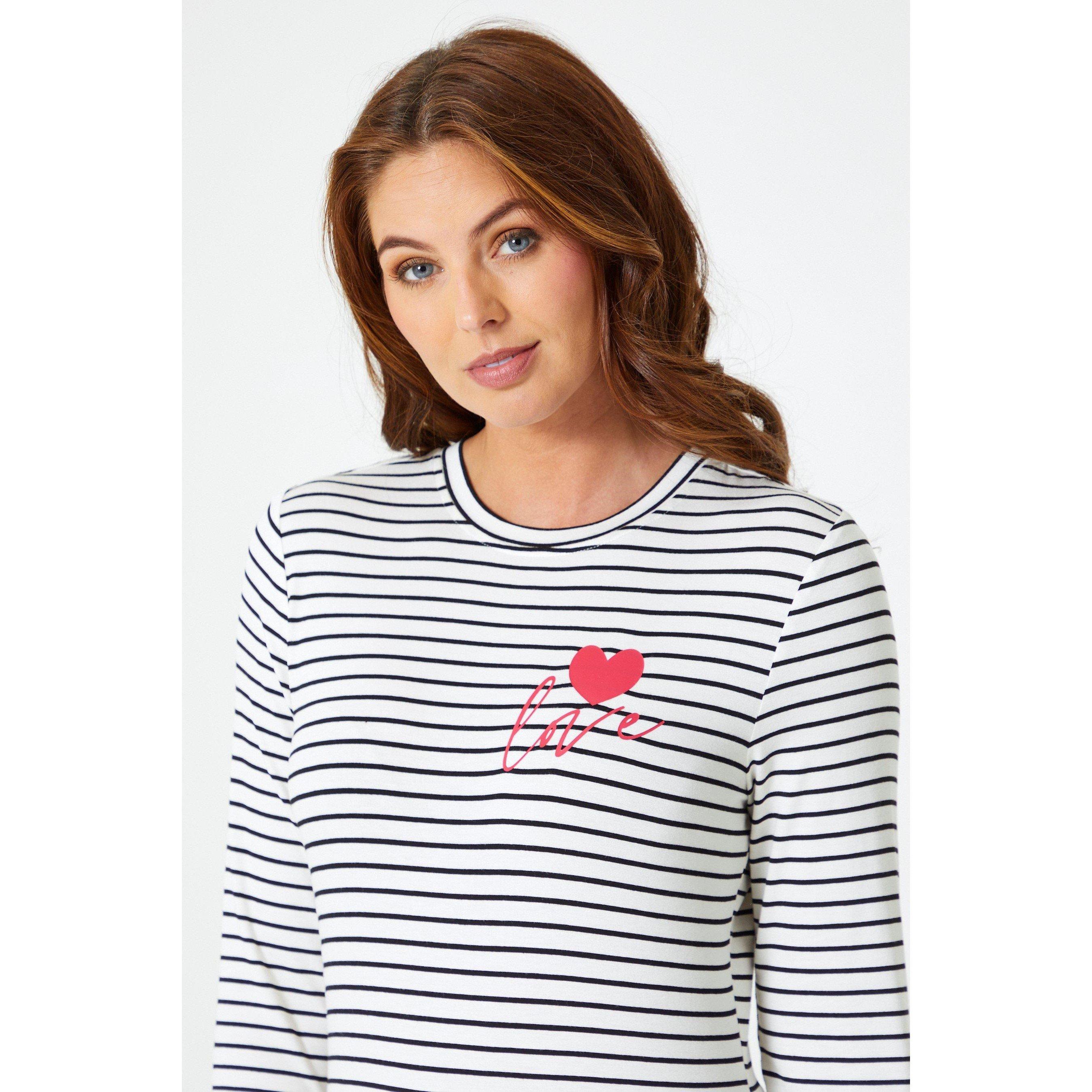 Be You Ladies Long Sleeve Stripe Love T Shirt
