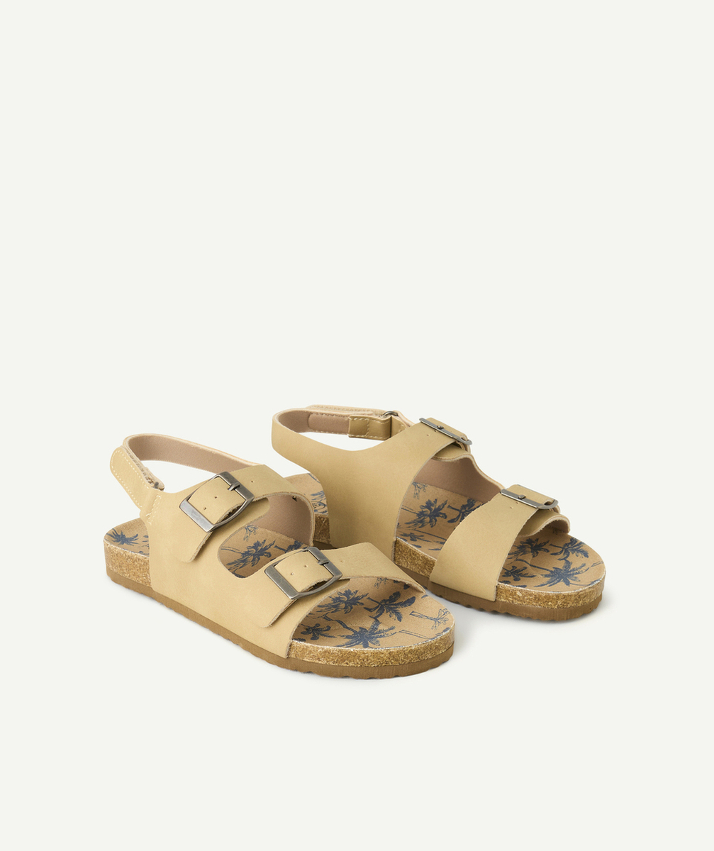 sandales ouvertes garçon beige imprimé palmier