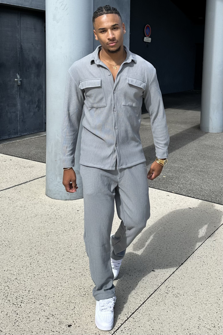 Ensemble 2 pièces chemise + pantalon gris