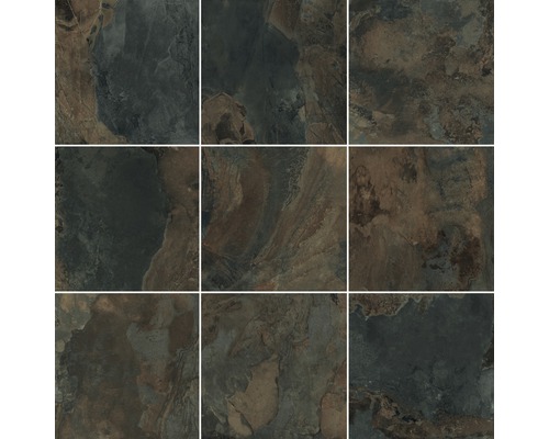 FLAIRSTONE porseleinen terrastegel, leisteen multicolor, gerectificeerde rand, 60 x 60 x 2 cm