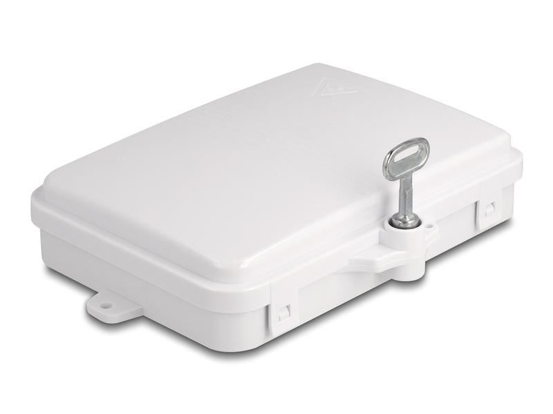Delock LWL Verteilerbox IP65, 6 Port, Weiss Delock LWL Verteilerbox für Innen- und Aussenbereich IP65 wasserfest abschliessbar 6 Port weiss