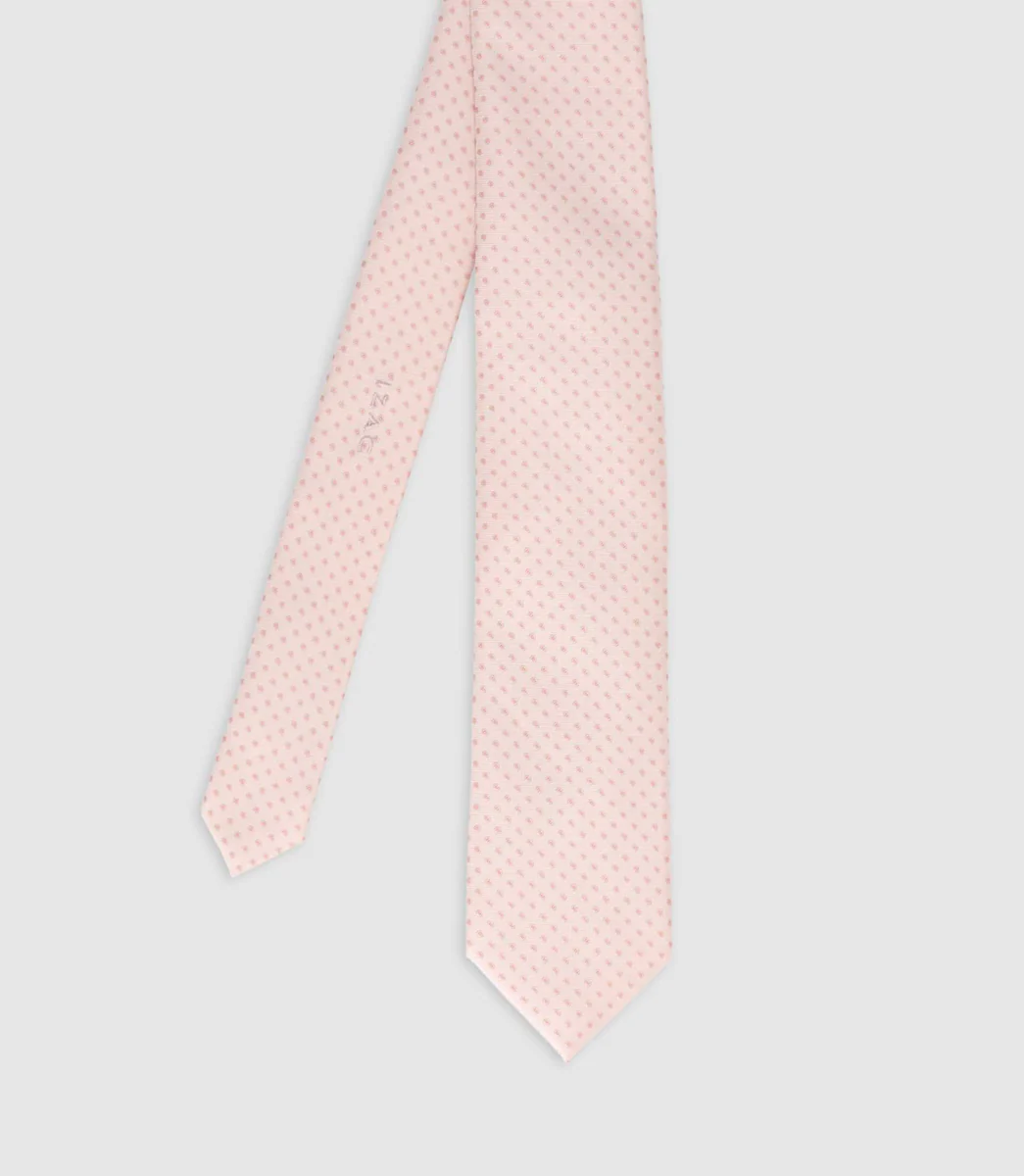 Cravate micro motifs beige HENRI