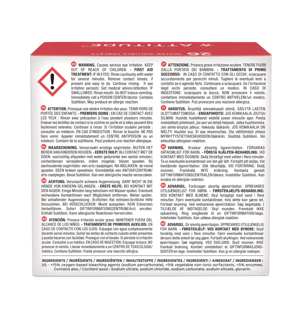 Attitude Nature+ Vaatwastabletten (26 stuks) (416 gr)