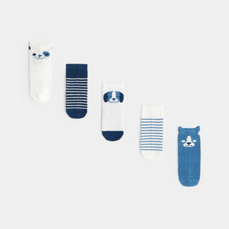 Chaussettes animaux (lot de 5) bleues bébé garçon Bleu