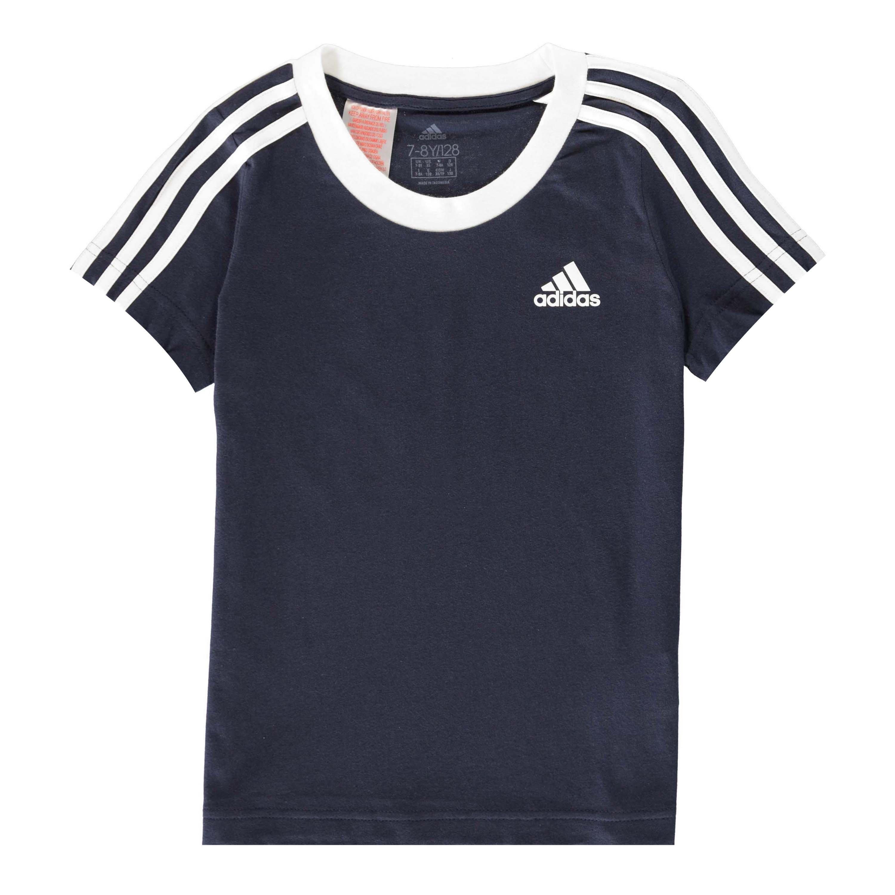 adidas Essentials 3 Stripe T-Shirt Junior Girls