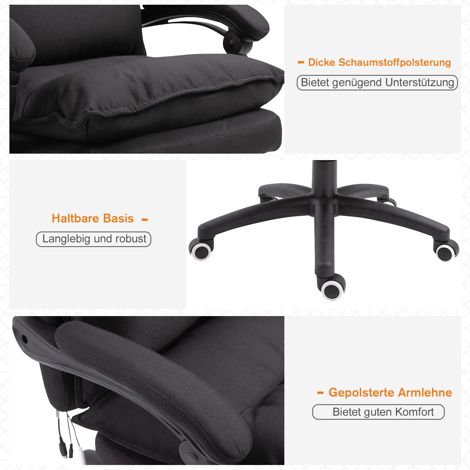 Vinsetto Bürostuhl mit Massagefunktion 70 x 62 x 120-130 cm (BxTxH)