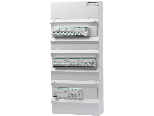 PRO-AUTOMATIC Gruppetavle færdigmonteret UG18 Hvid RCD, 40A 30mA, 4xC10 1P N, 1xC10/30mA, 1P N 2xC13 3P N, 1xC16 3P N, 1xTransient