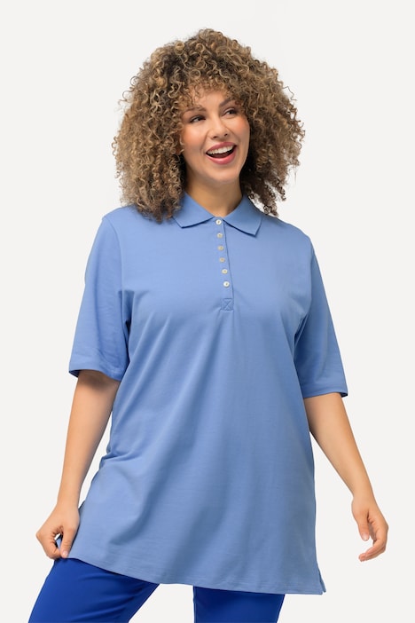 Poloshirt, Piqué, Polokragen, Samt-Knopfleiste, Halbarm