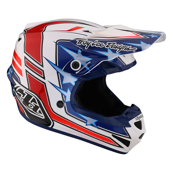Troy Lee Designs - Casque SE4 Polyacrylite Flagstaff Blanc / Rouge / Bleu