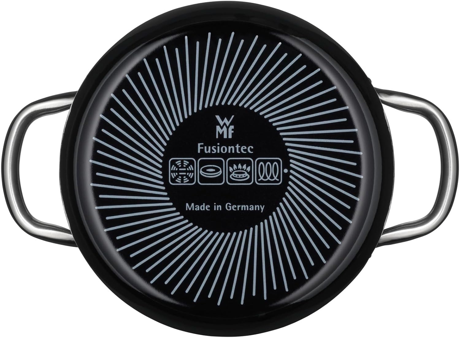 WMF Fusiontec Inspire Topfset Induktion 3-teilig, Kochtopf Set mit Glasdeckel, Induktions Töpfe Set, High-Tech Keramik, kratzfest, unbeschichtet, schwarz, Made in Germany