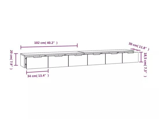 Armoires murales 2 pcs Chêne marron 102x30x20 cm