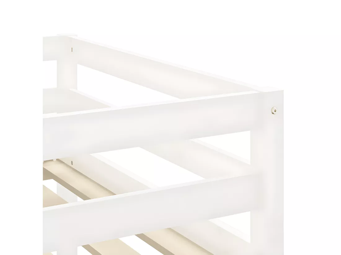 Lit mezzanine enfants et rideaux bleu 90x200cm bois pin massif