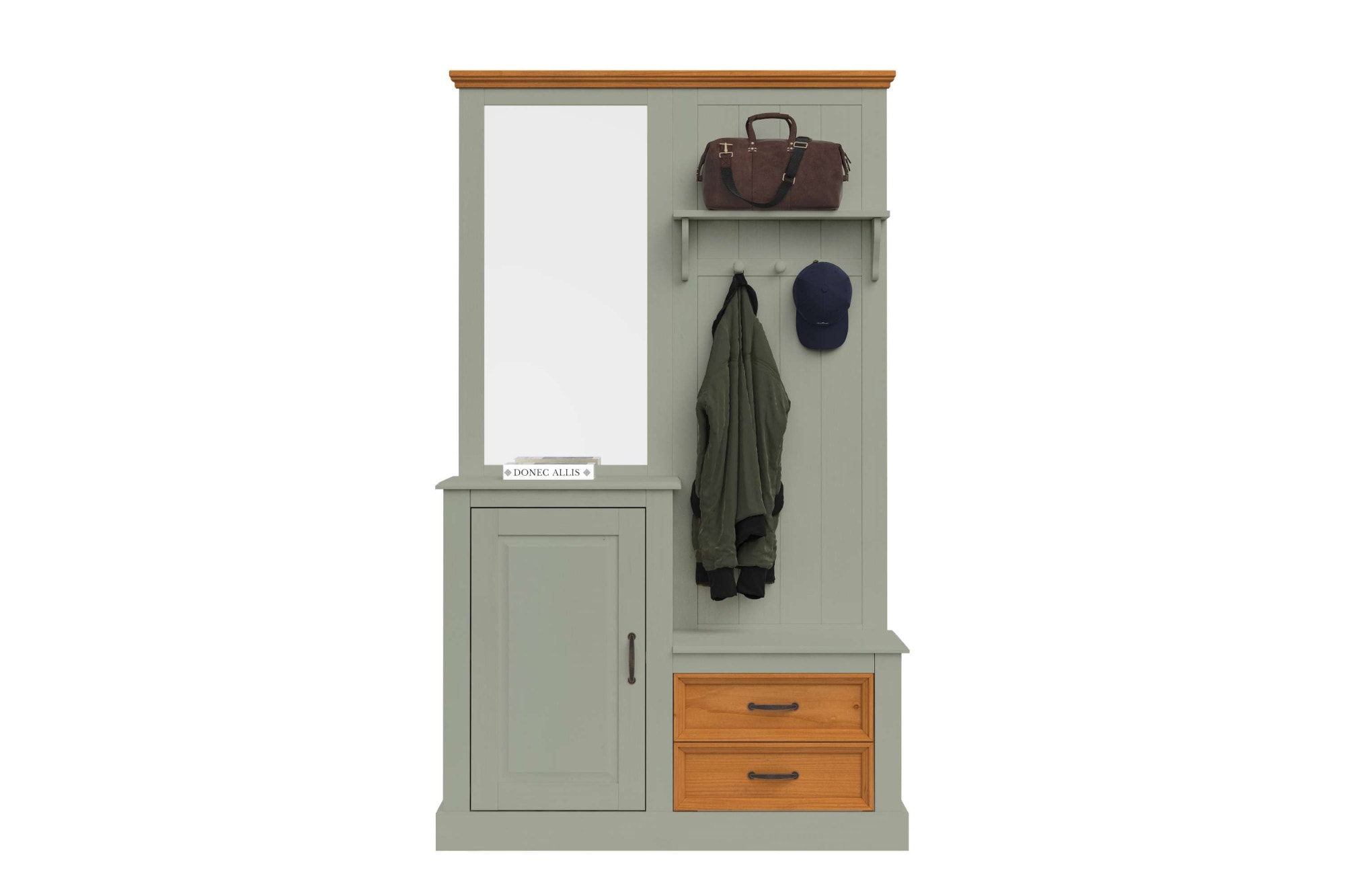 Home affaire Kompaktgarderobe »Selma Garderobe inkl. Kommode, 2 Schubkästen, Spiegel« Kompaktgarderobe, mit Spiegel, Haken und Hutablage, Breite 110 cm
