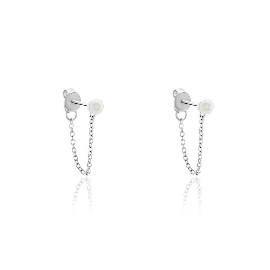 Boucles D'oreilles Pendantes Argent Blanc Leent Perles De Culture