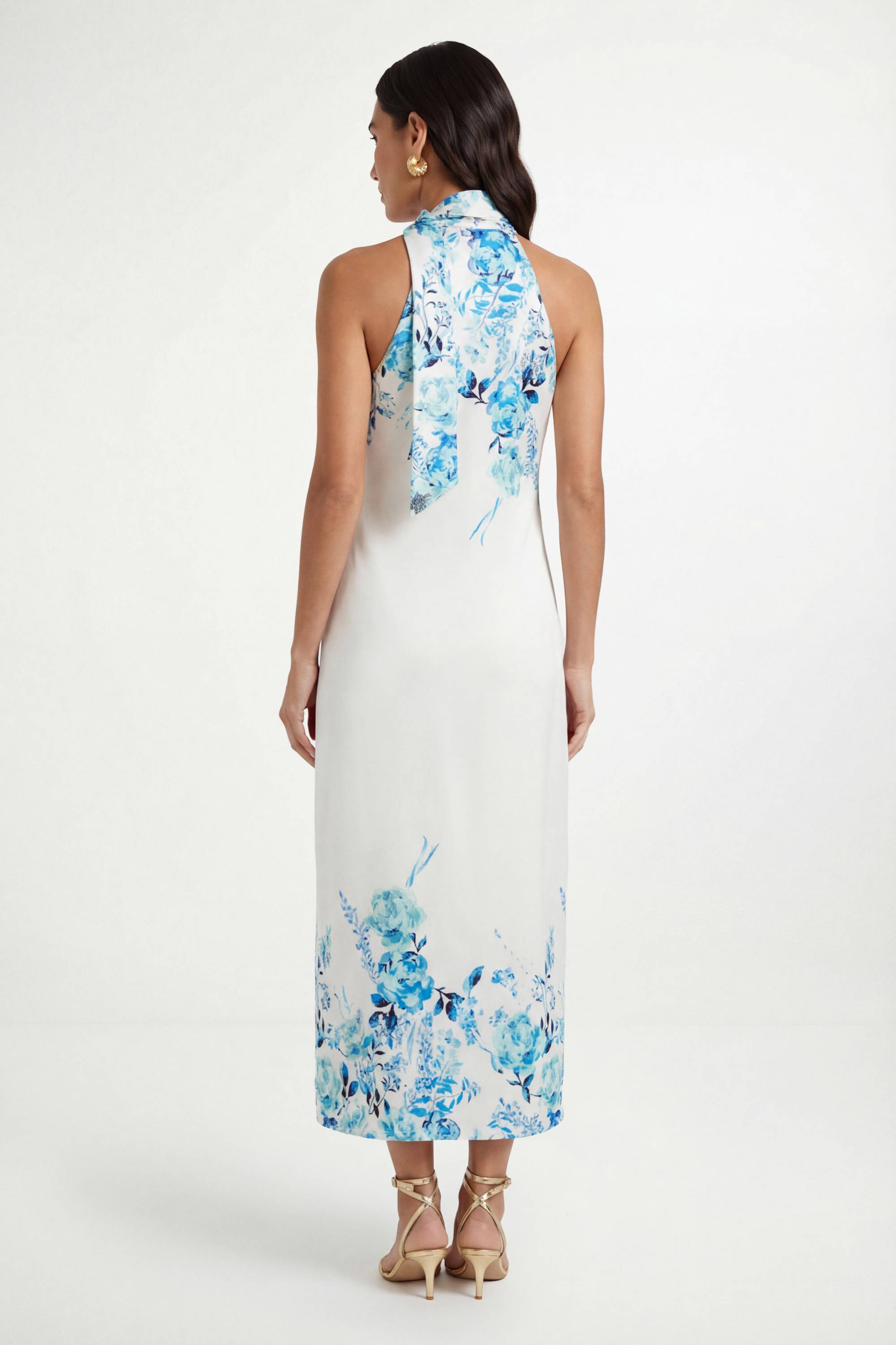 Wallis Robe Midi Satinée À Imprimé Floral Avec Foulard