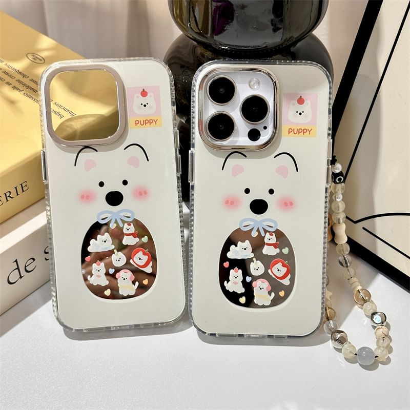 Fonekase - Hond Gespiegeld Telefoonhoesje / Bandje / Set - Apple iPhone 16 Pro Max / 16 Pro / 16 Plus / 16 / 15 Pro Max / 15 Pro / 15 Plus / 15 / 14 Pro Max / 14 Pro / 14 Plus / 14 / SE / 13 Pro Max / 13 Pro / 13