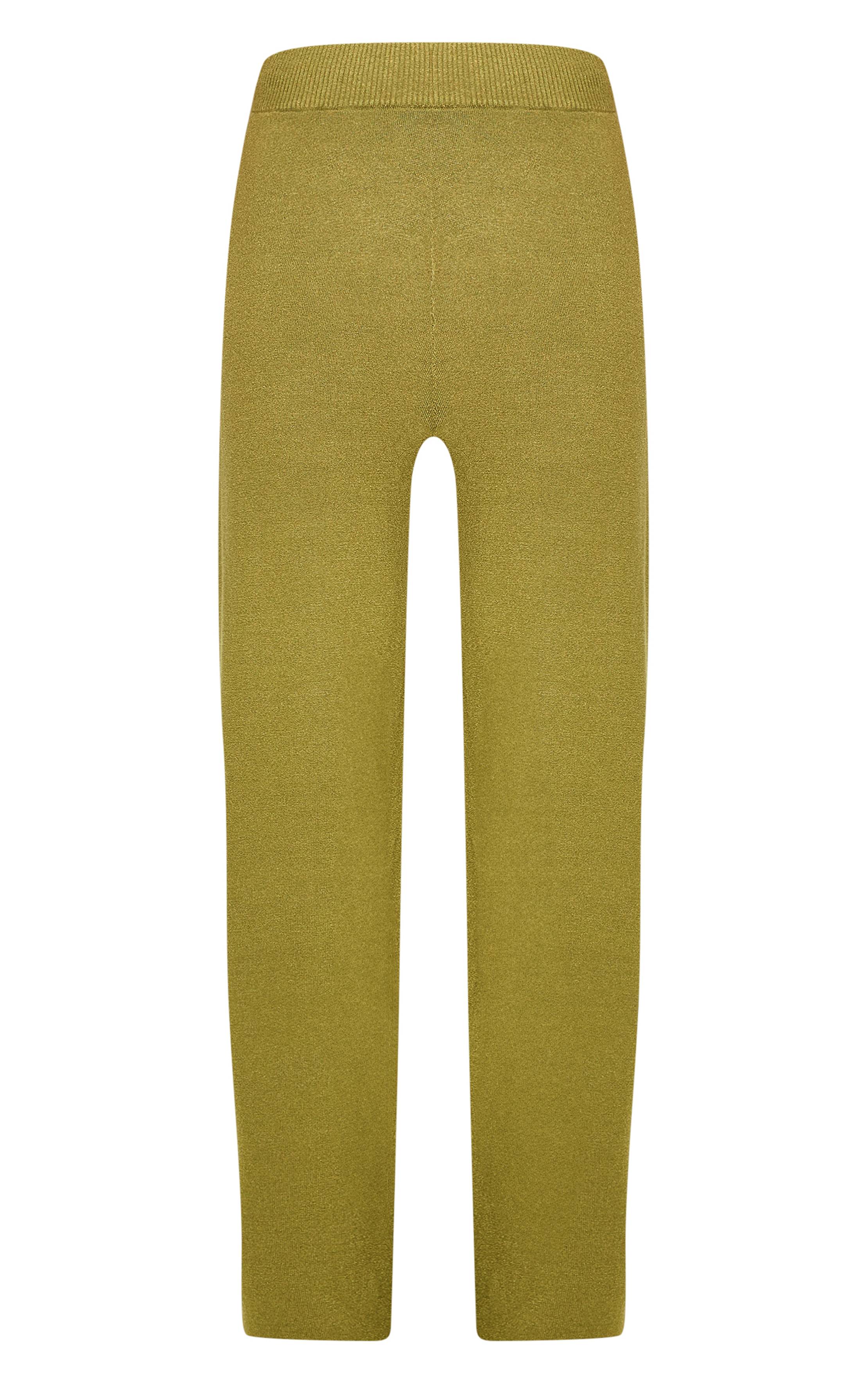 Vert Olive Pantalon Large En Maille Basique