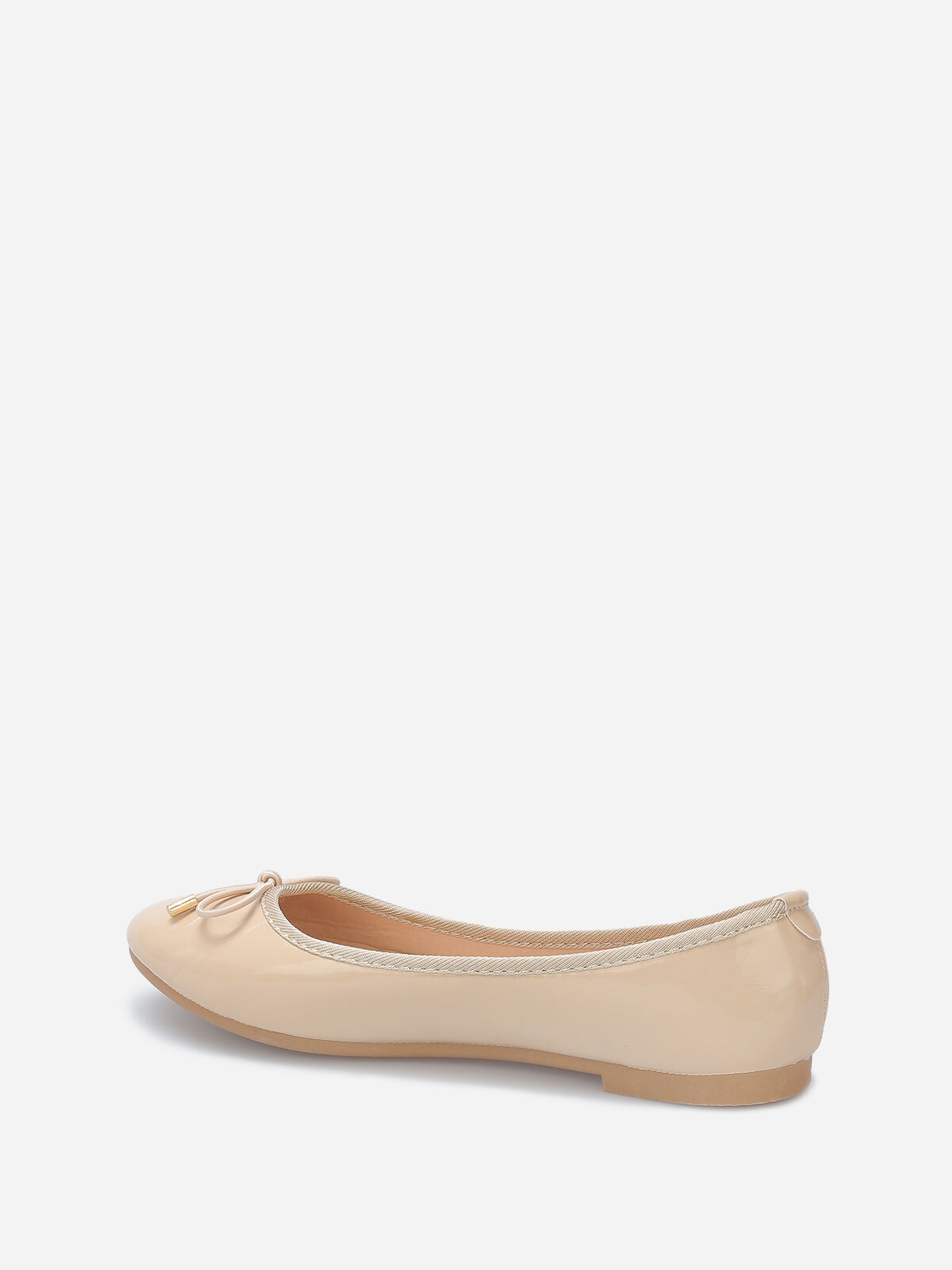 Ballerines plates vernies avec noeud- Beige