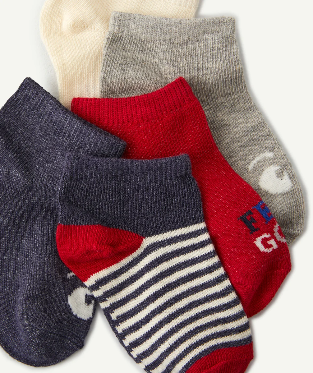 LOT DE 5 CHAUSSETTES COLORÉES ET RAYÉES BÉBÉ GARÇON