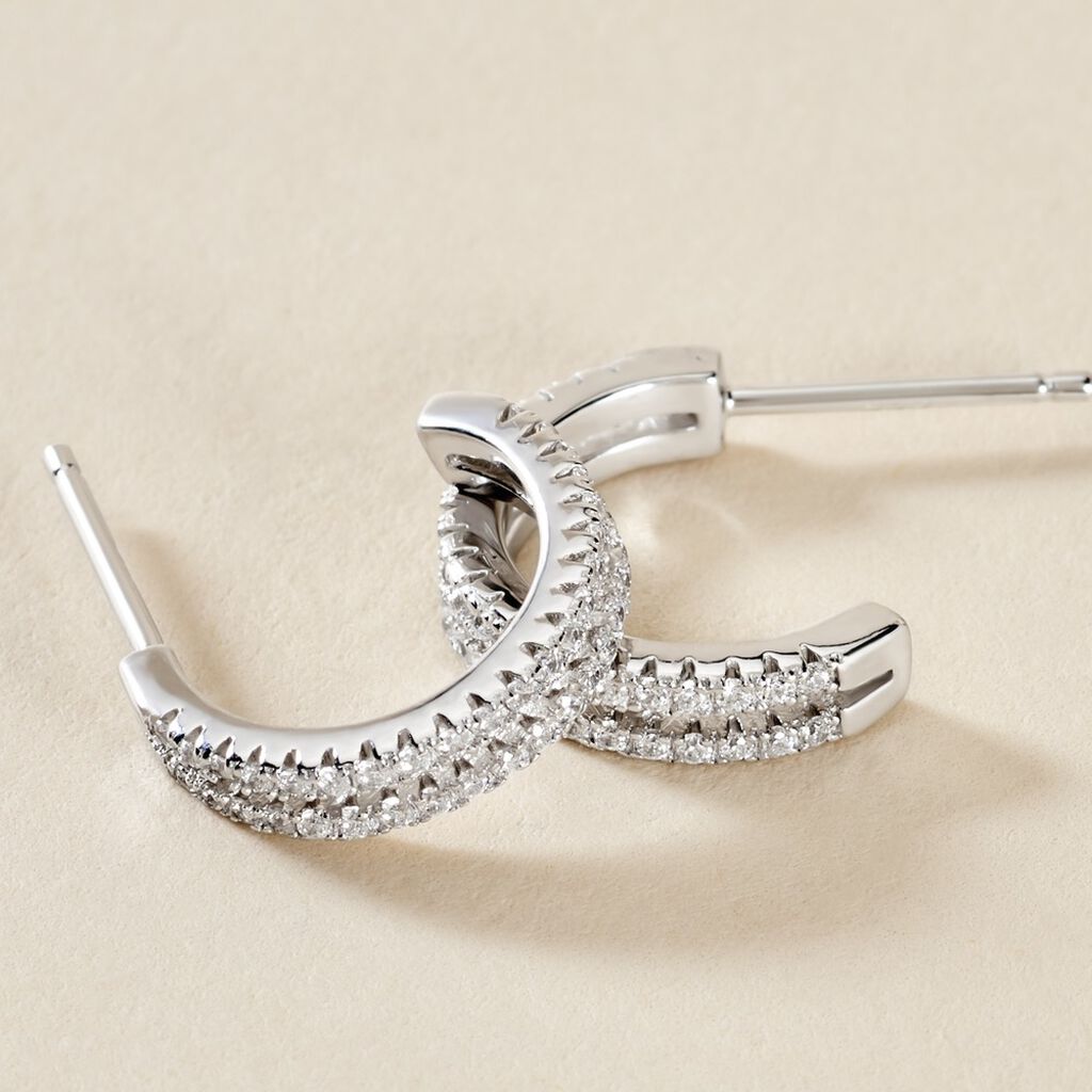 Créoles Sariah Argent Blanc Oxyde De Zirconium
