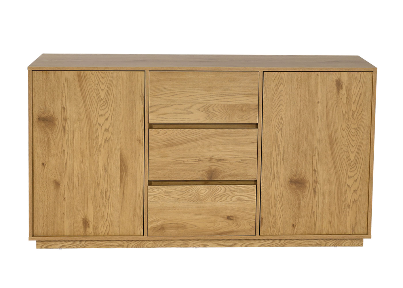 Sideboard MCW-J78, Kommode Schrank Highboard Schublade, MDF Soft-Close 86x160x40cm ~ Eiche-Optik