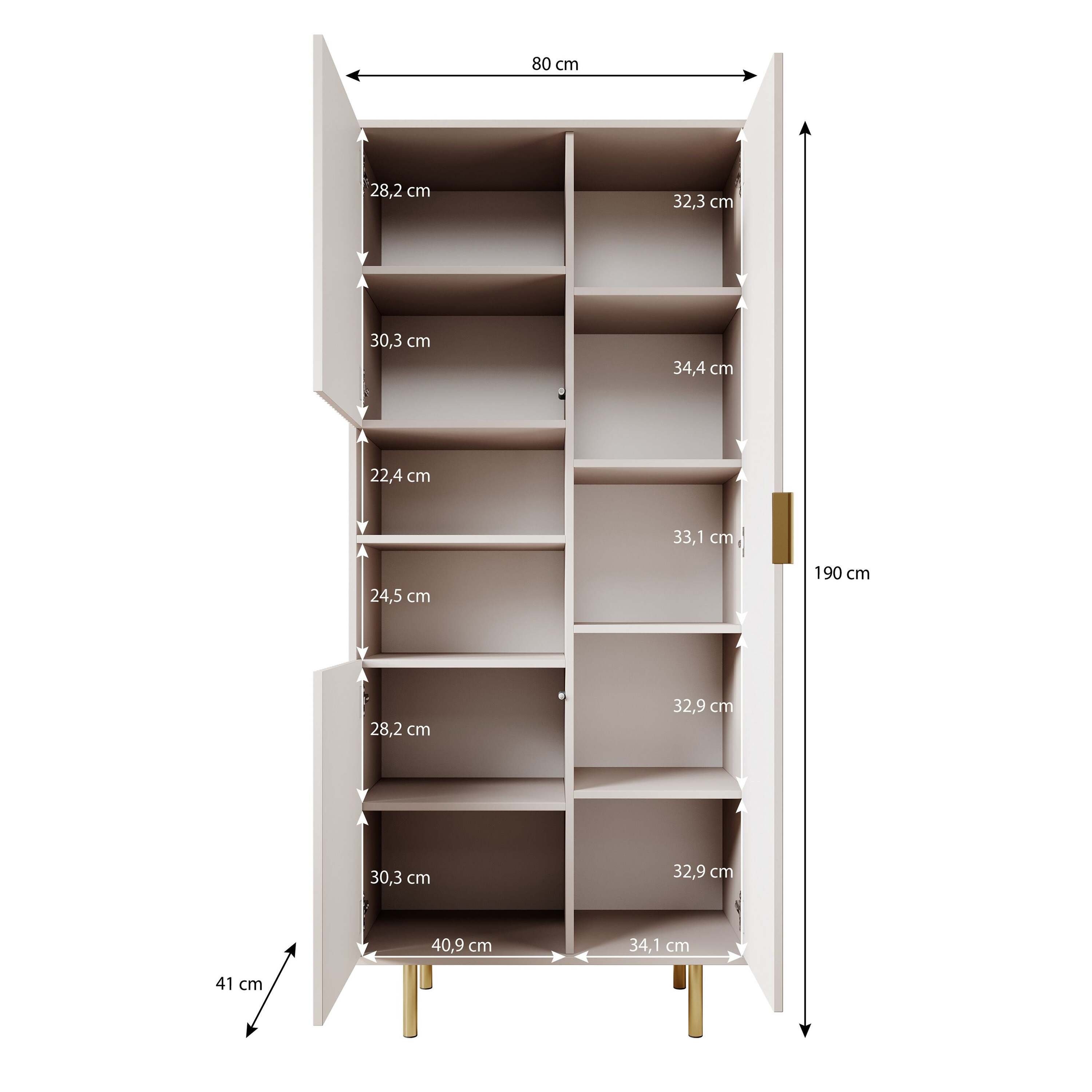 Meubella - Vitrinekast Nicola - Mat zwart - 80 cm