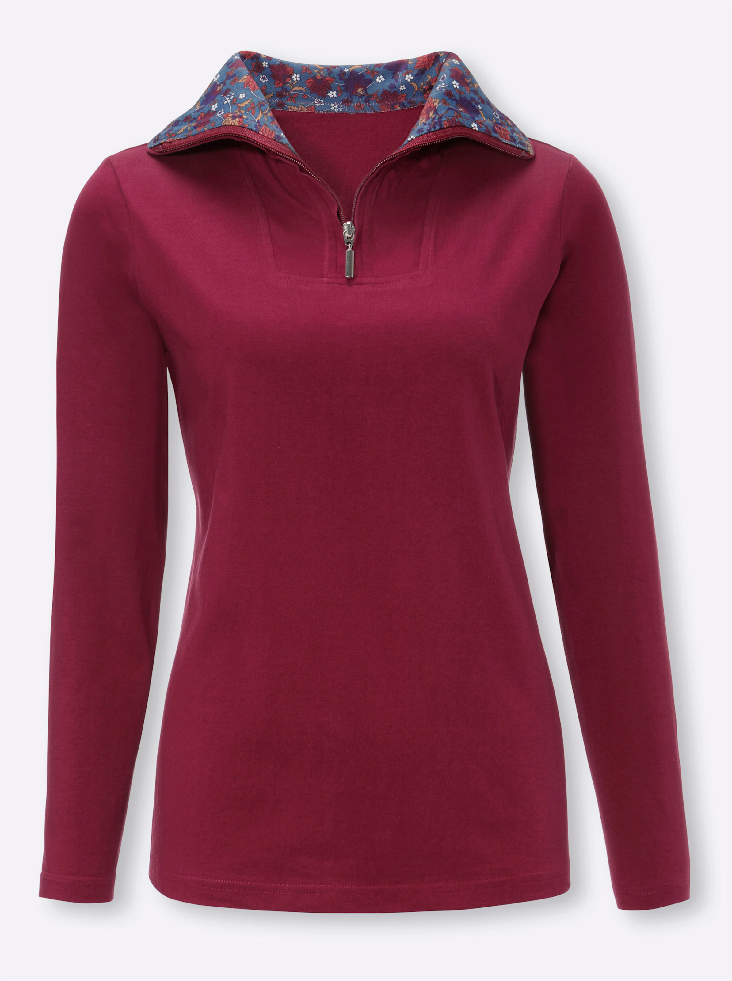 Langarmshirt in bordeaux