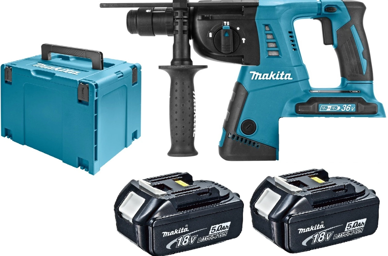 Makita DHR264RT2J 36V (2x 18V) Li-Ion Accu SDS-plus combihamer set (2x 5.0Ah accu) in Mbox - 2,5J