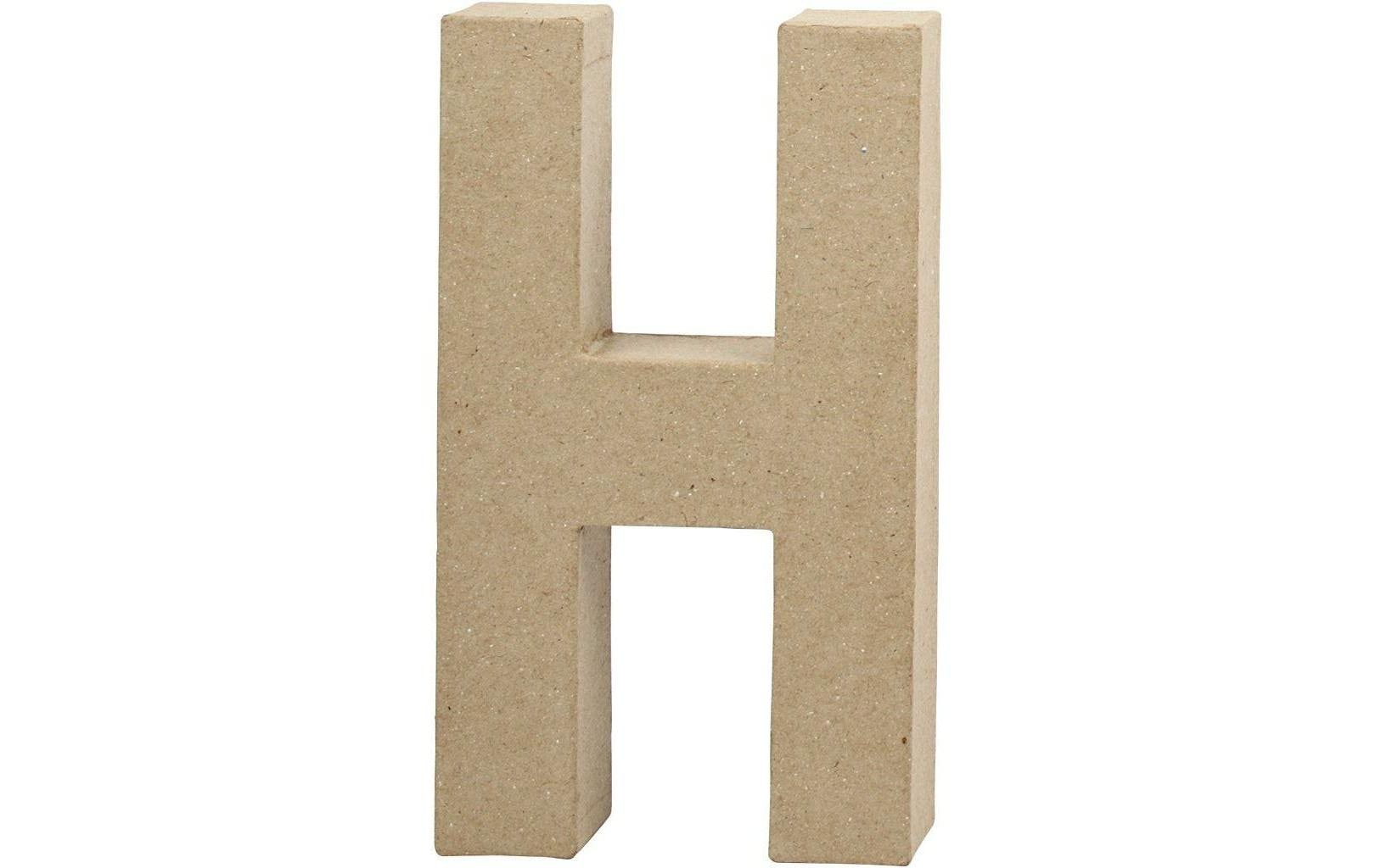 Papp-Buchstabe H 20.5 cmHandgearbeiteter Buchstabe aus Pappmaché