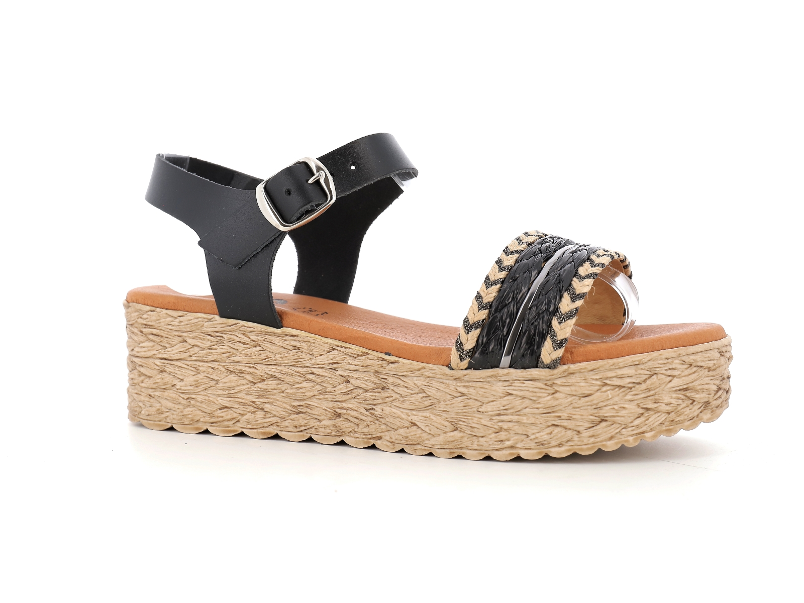 Chaussures du chateau-788 Matières combinées Noir Beige